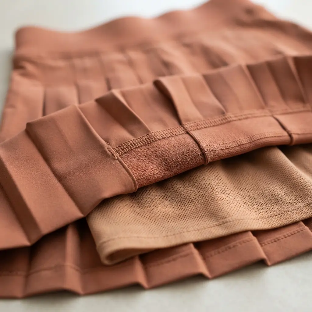 Athletic pickleball skirt fabric and cut detail