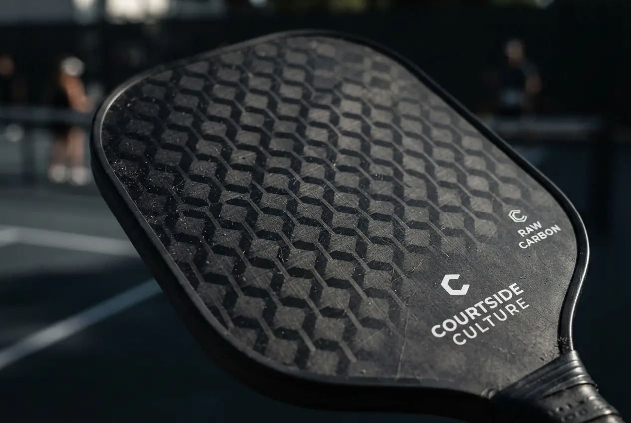 Macro texture of a raw carbon fiber pickleball paddle face